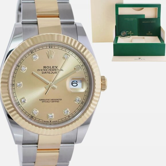 MINT Rolex Champagne 41mm Diamond Watch - Picture 2 of 7